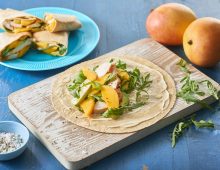 Smoked chicken and mango wraps