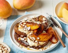 French Toast with Ricotta and Caramelised Mango Wedges
